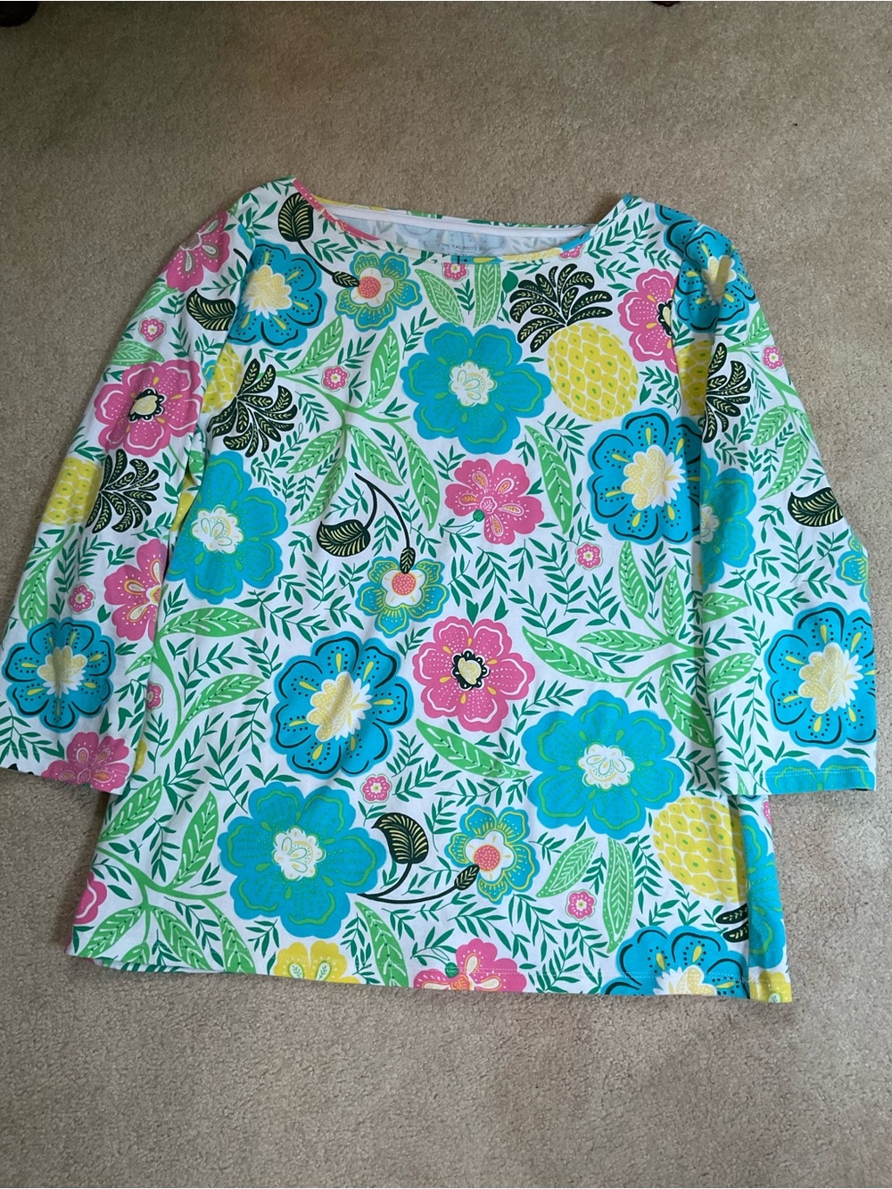 Talbots bundle pineapple floral Bright Floral Paisley Tops Set 20”by 22” cotton - Picture 2 of 8